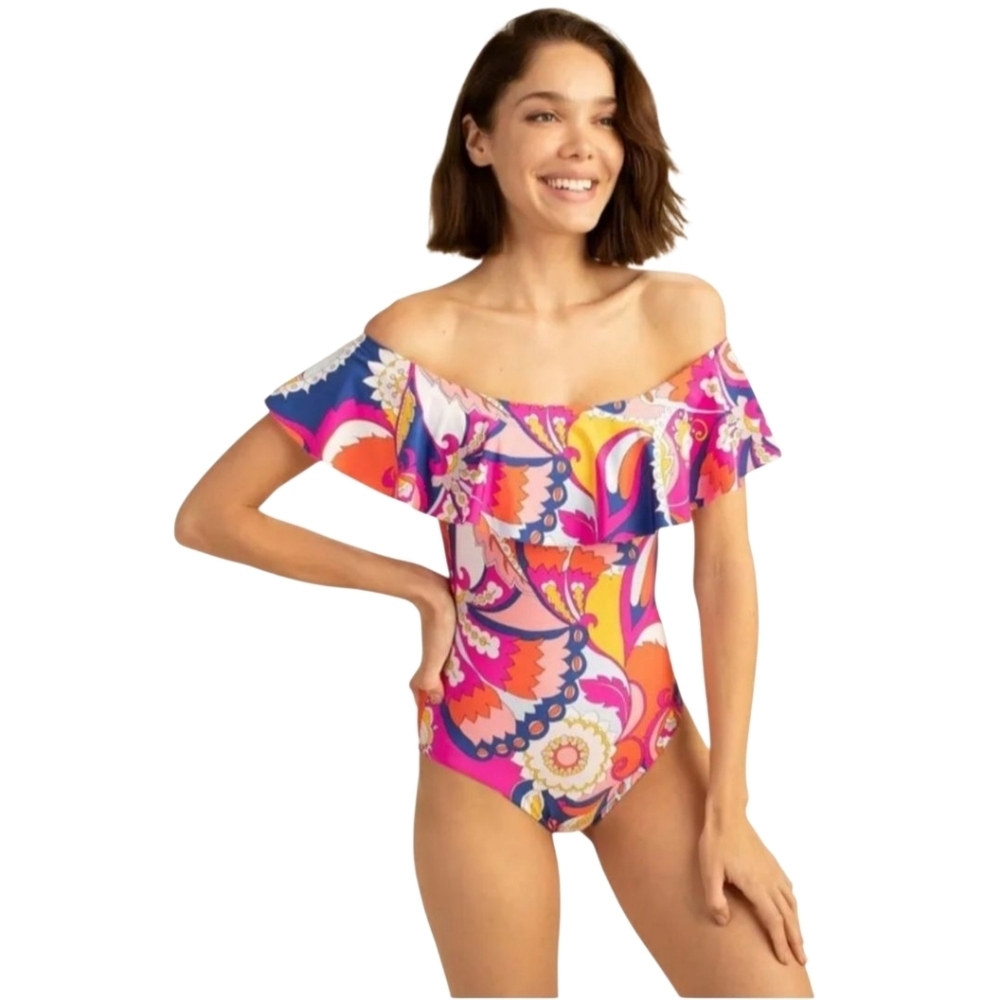 Trina Turk Sevilla One Piece Off Shoulder Ruffle - Picture 11 of 16